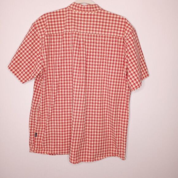 Patagonia orange and white plaid button-down shirt - Picture 6 of 7